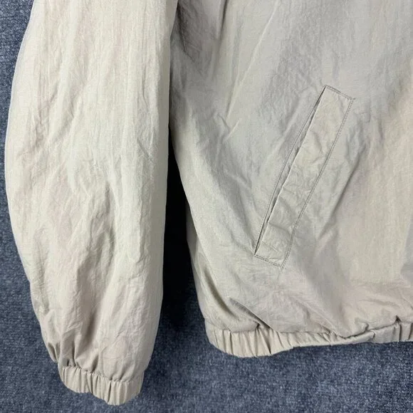 Greg Norman Jacket Mens Large Tan Nylon Fleece Lined Full Zip Hidden Hood - Picture 3 of 8